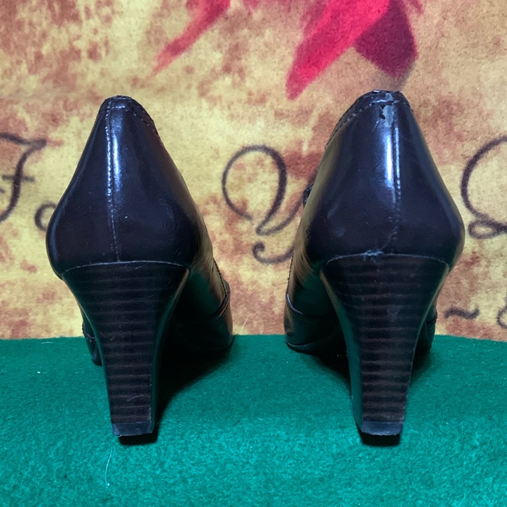 FRANCO SARTO-women’s brown ‘TACK’ faux reptile zip-ankle high heeled shoes - Picture 7 of 11